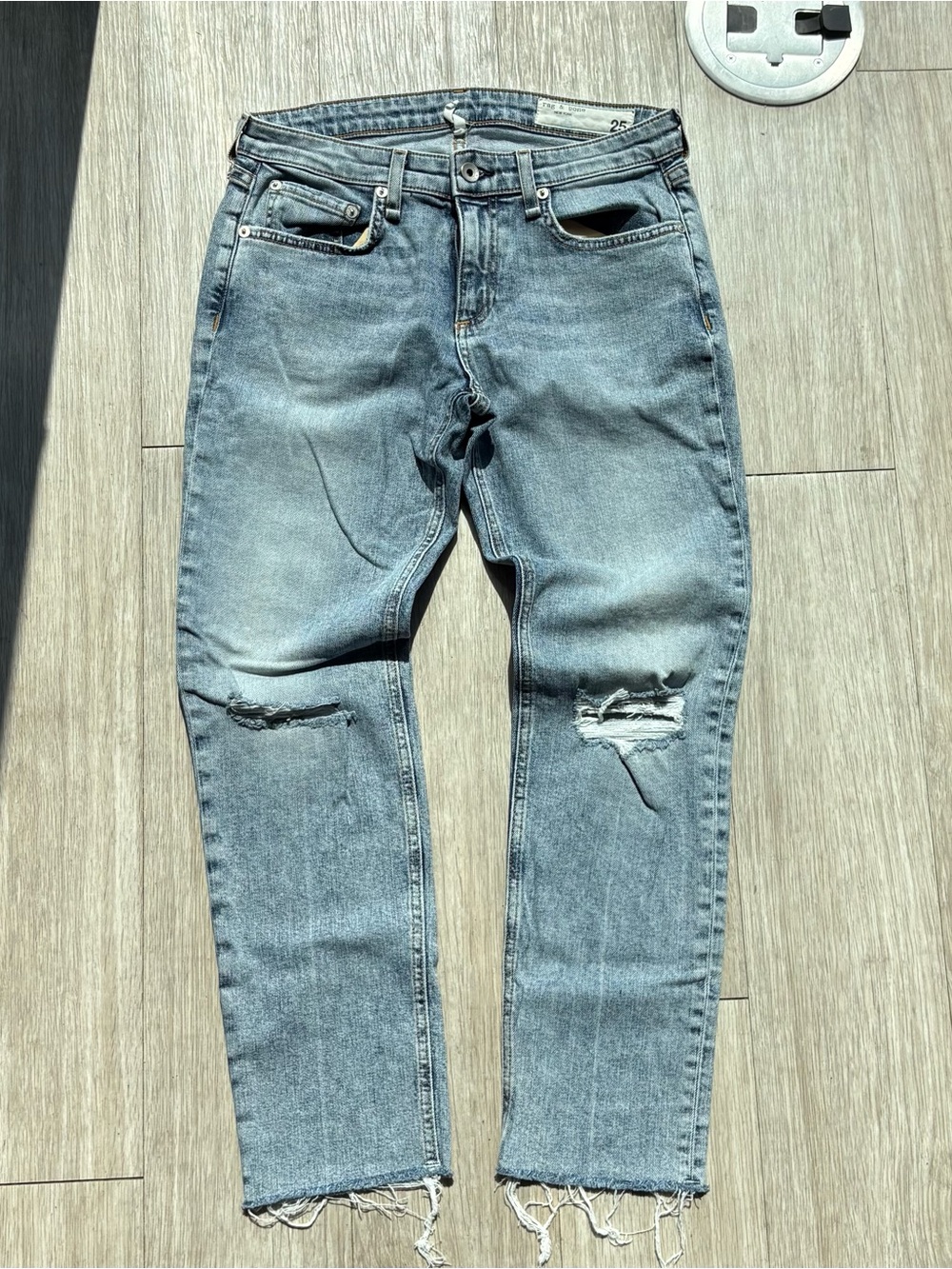 rag & bone Light Blue Distressed Boyfriend Jeans